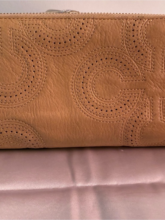 Coach Handbags - Coach Perforated Signature Zip Wallet - Tan